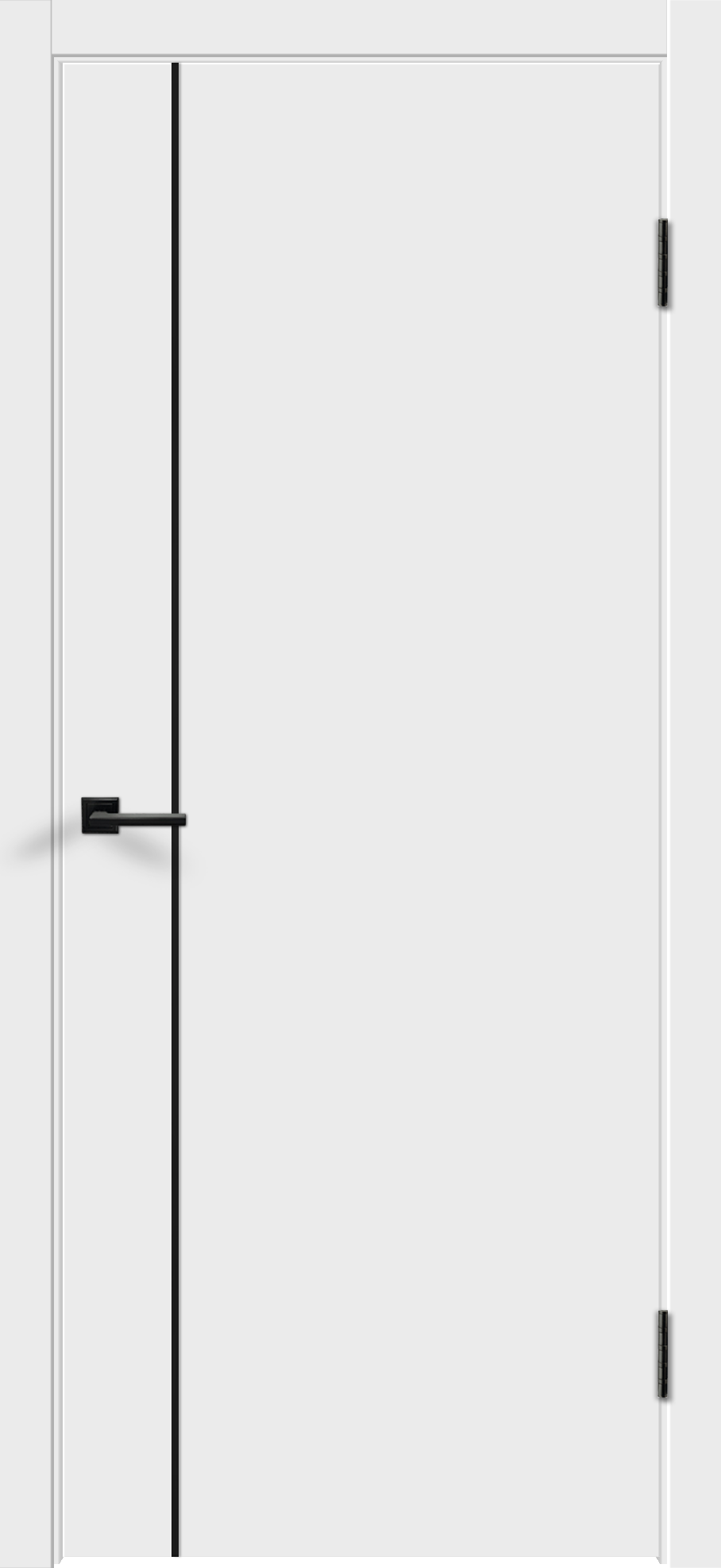 Дверь FLAT М1 УФ-эмаль белая, черный молдинг
