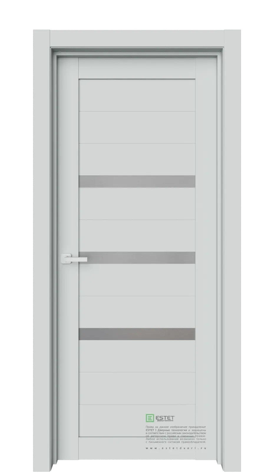 Межкомнатная дверь Роял-R2 Адамант Светло-серый Сатинат графит