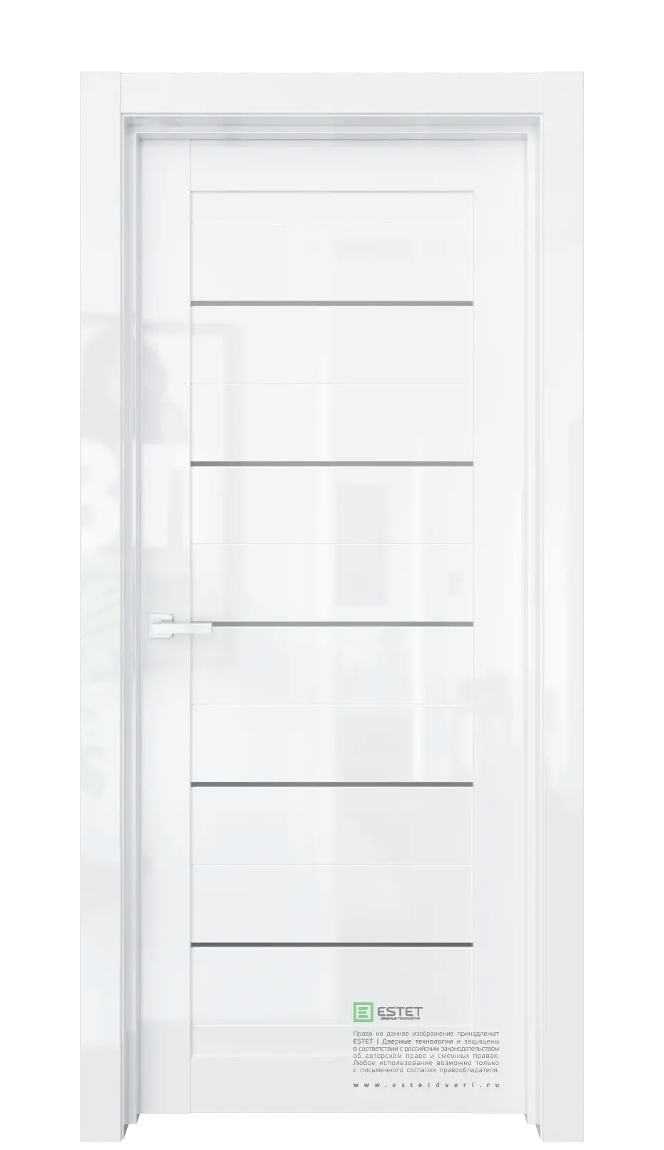 Межкомнатная дверь Роял-R6 Белый глянец Белый Сатинат графит