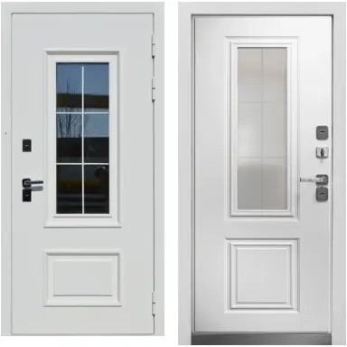 Белая входная дверь с терморазрывом и стеклопакетом Luxor Termo 3