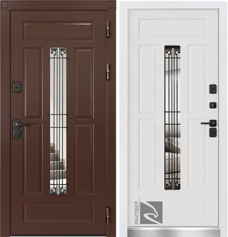 Входная дверь с терморазрывом и стеклом Райтвер Сириус Термо RAL 8017