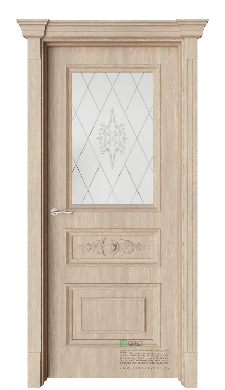 Межкомнатная дверь GE7M Elegant Брандо Дуб Сатинат белое витраж прозрачный