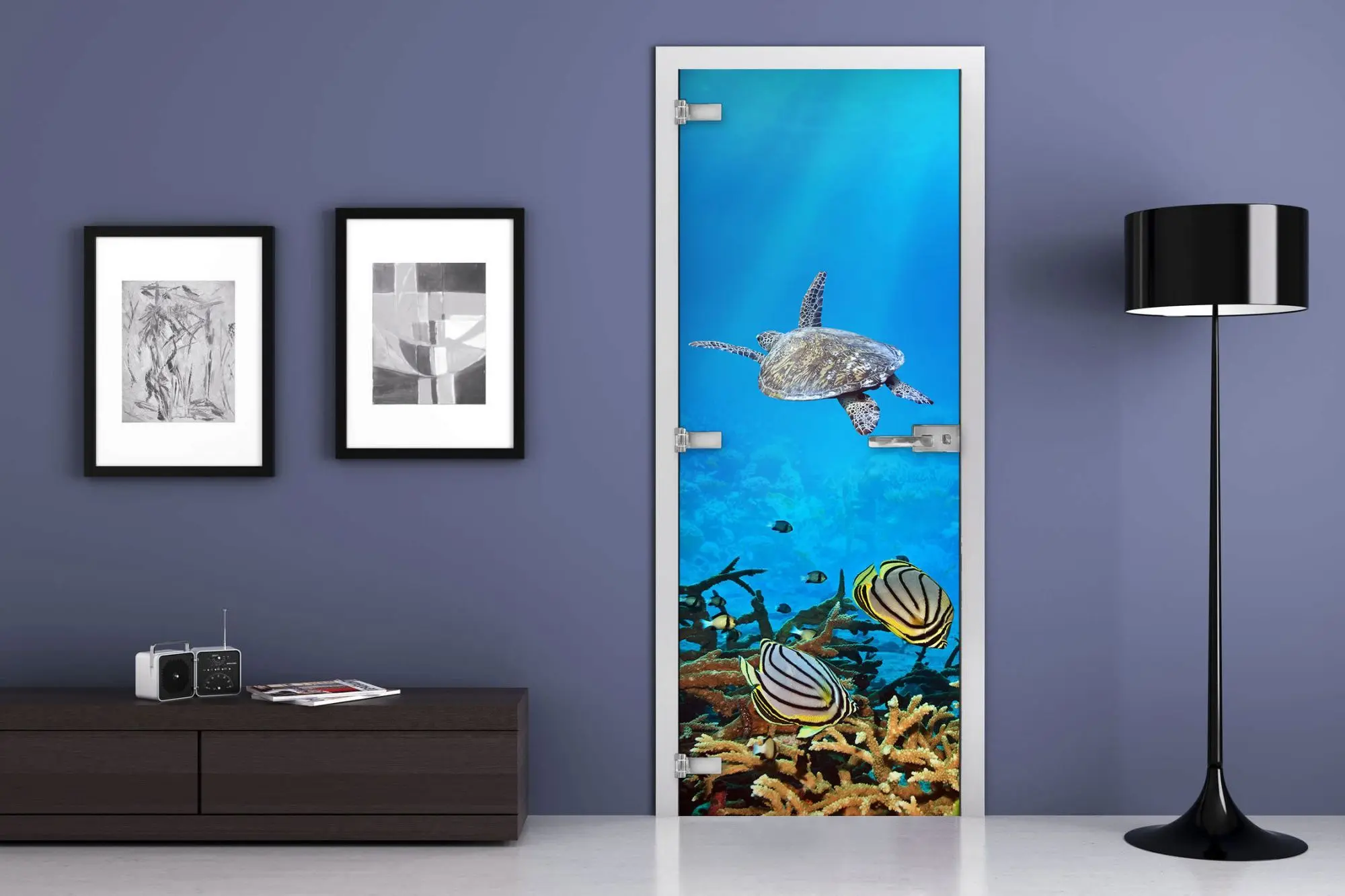 Дверь стеклянная MG-Underwater world 2