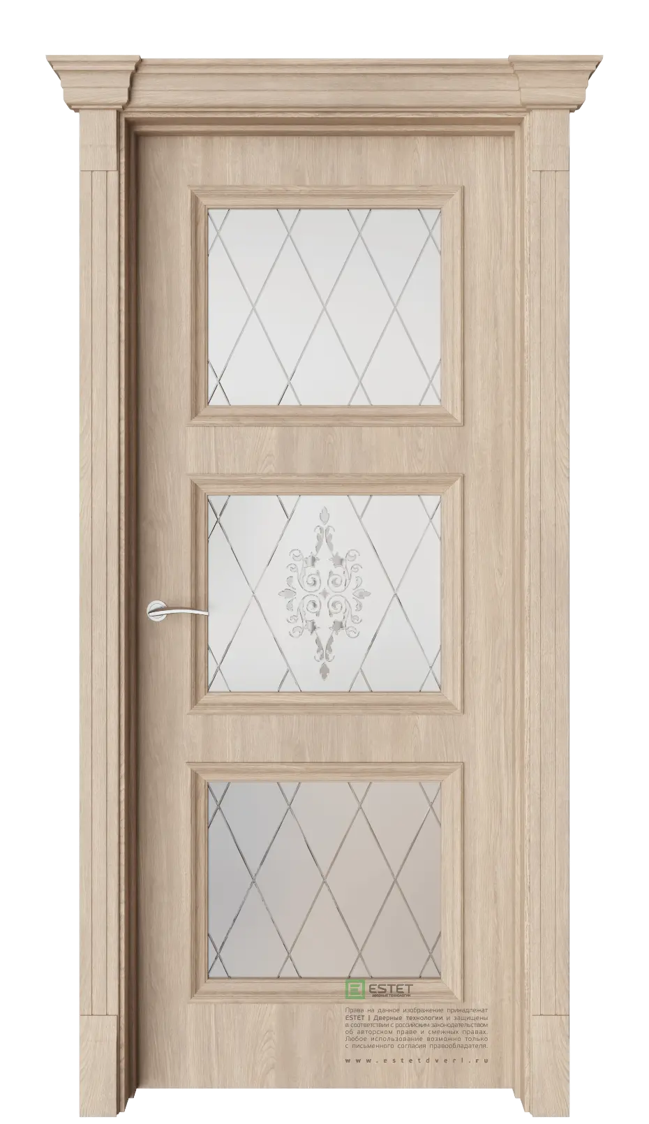 Межкомнатная дверь GE12M Брандо Дуб Сатинат белое витраж прозрачный