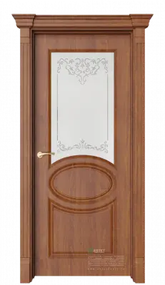 Межкомнатная дверь Шарм-3 Золотой дуб Коричневый Сатинат белое витраж прозрачный