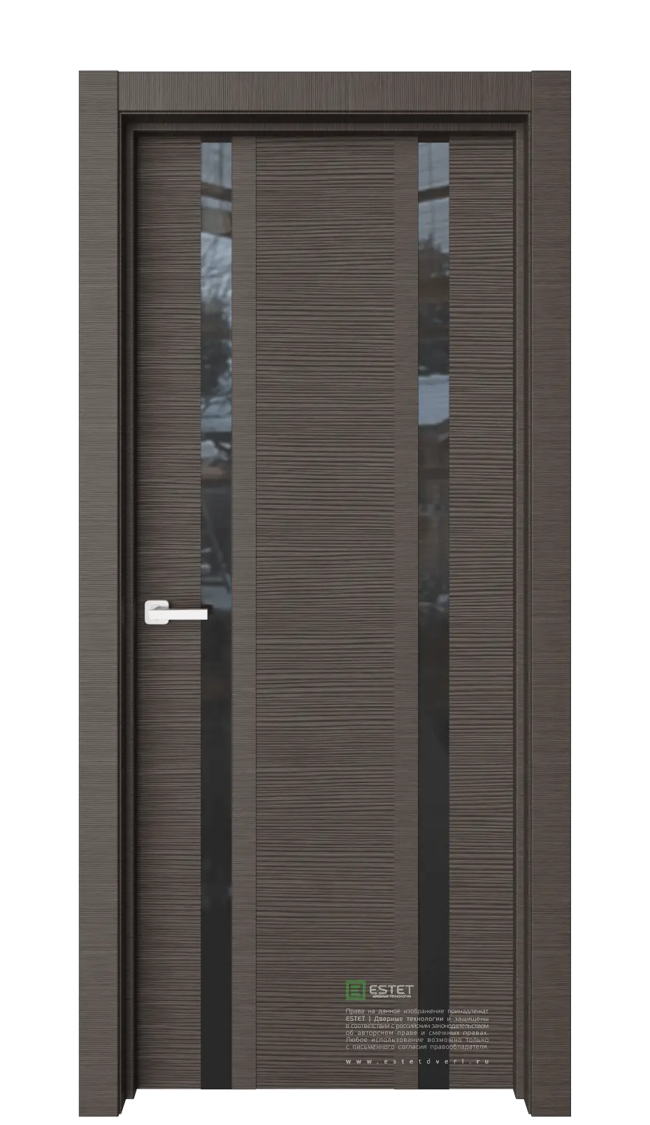 Межкомнатная дверь Вейс В6Д Венге-горизонт Венге Лакобель черный