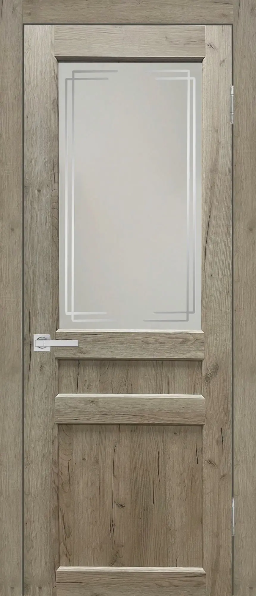 Межкомнатная дверь YD Евро 29 ПО Классика Дуб крафт серый Бежево-серый Сатинат белый