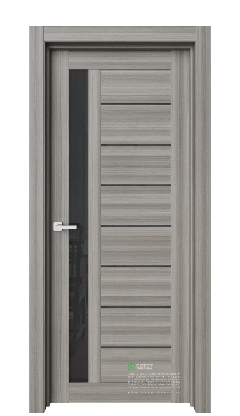 Межкомнатная дверь Роял-R37 Керамик Серый Лакобель черный