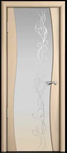 Межкомнатная дверь Волна "Узор" белое шпон:Беленый дуб