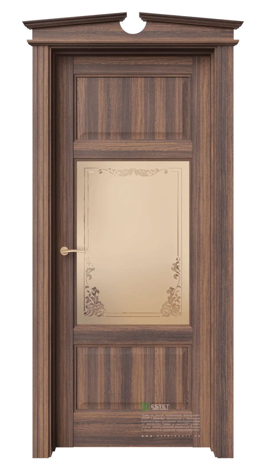 Межкомнатная дверь Соната-10 Дуб-торонто ст.2 витраж-прозрачный Темно-коричневый Сатинат бронзовый