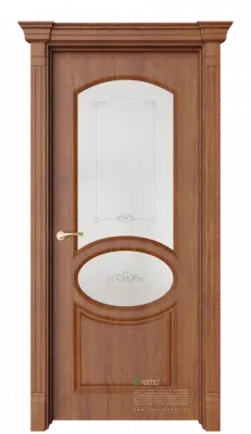 Межкомнатная дверь Эври-4 Золотой дуб Коричневый Сатинат белое витраж прозрачный