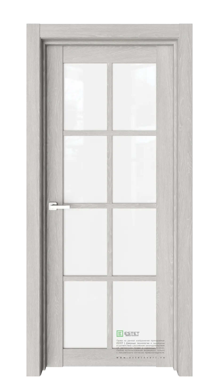 Межкомнатная дверь Версо В17 Дуб серый Серый Триплекс белоснежный