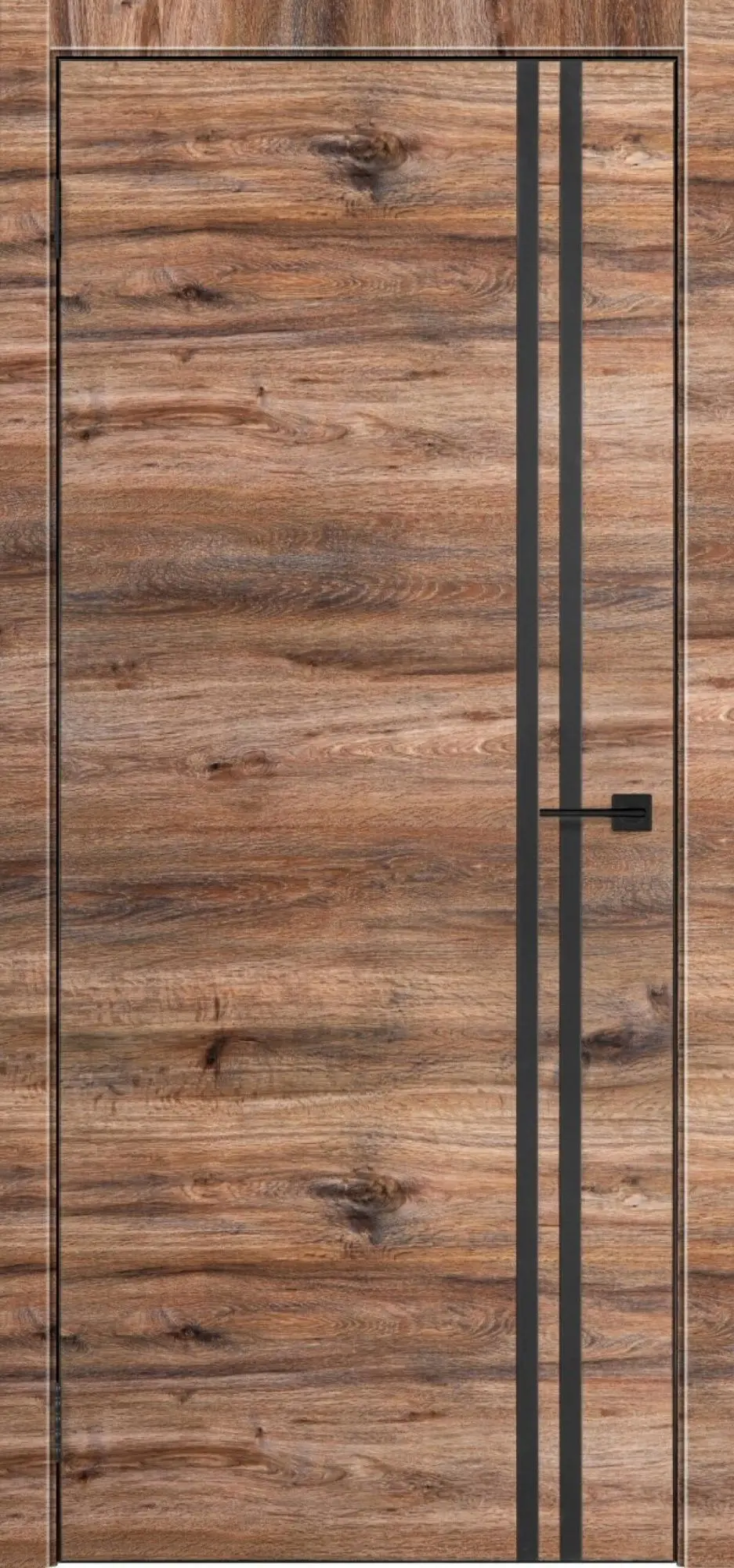 Межкомнатная дверь Дверная линия ДГ 518 Лофт темный AL кромка черная 4х Амбарный дуб
