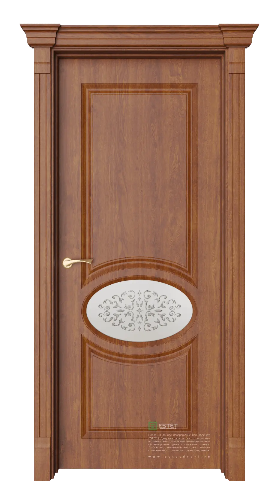 Межкомнатная дверь Шарм-2 Золотой дуб Коричневый Сатинат белое витраж прозрачный