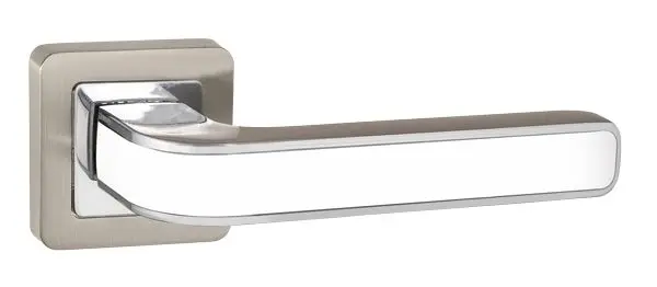 Дверная ручка раздельная PUNTO NOVA QR SN/WH-19 мат.никель/белый