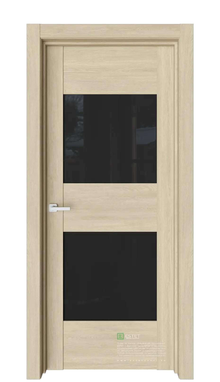 Межкомнатная дверь Версо В21 Сенди Дуб светлый Триплекс черный