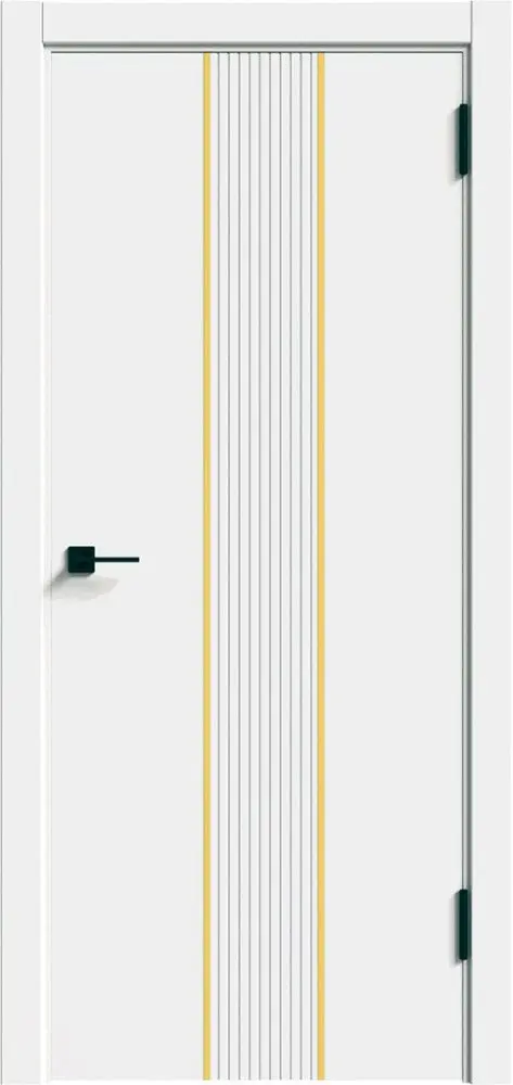 Межкомнатная дверь ДС Спутник-2 ПГ White софт тач молдинги золото Белый