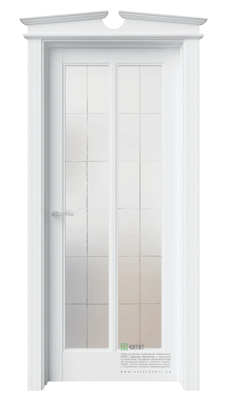 Межкомнатная дверь Соната-18 Полярный ст.1 Белый с текстурой Сатинат белое гравировка