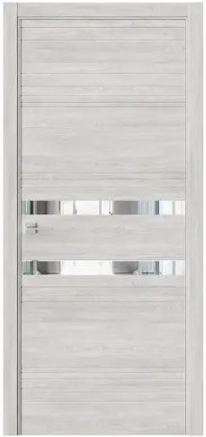 Межкомнатная дверь Нева In13 Дуб оксфорд AL кромка 2Х Светло-серый Зеркало графитовое