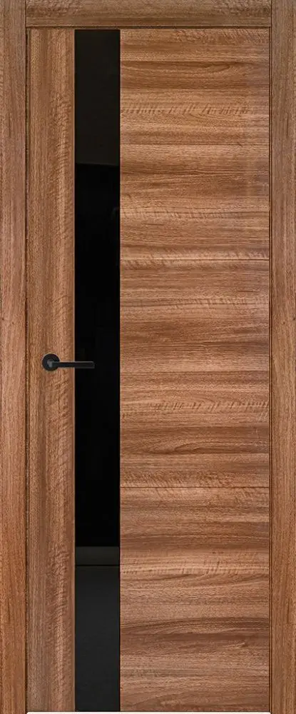 Межкомнатная дверь Титан ПО черная кромка Орех макадамия Коричневый Лакобель черный