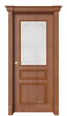 Межкомнатная дверь Мартен-3 Золотой дуб Золото Сатинат белое витраж прозрачный