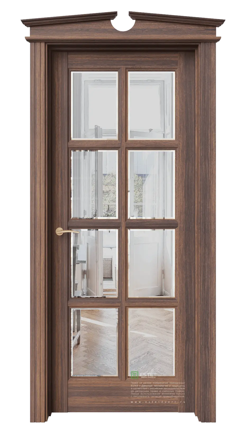 Межкомнатная дверь Соната-16 Дуб торонто Темно-коричневый Фацет зеркальный