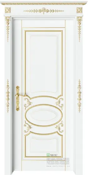 Межкомнатная дверь Белинни 1 софт белый+патина золото Патина