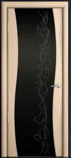 Межкомнатная дверь Волна "Узор"черное шпон:Беленый дуб