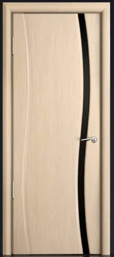 Межкомнатная дверь Волна 1 ПО (черное), шпон: Беленый дуб