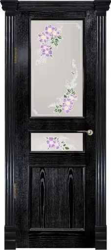 Межкомнатная дверь Прага 2 "Шиповник", шпон: ясень тон 8 Тёмный