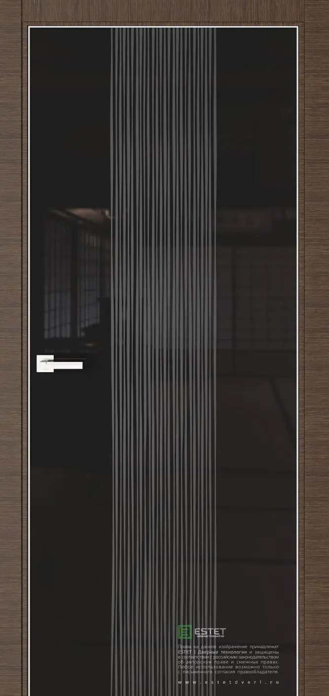 Межкомнатная дверь Урбан US-4 Корица пескоструй-rain Темно-коричневый Лакобель черный