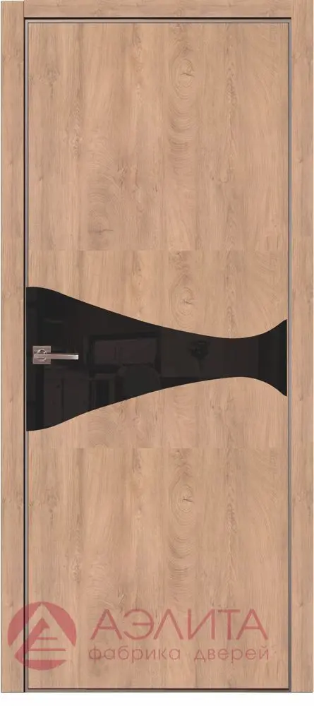 Межкомнатная дверь Альфа 25 Дуб светлый LACOBEL Черный лак
