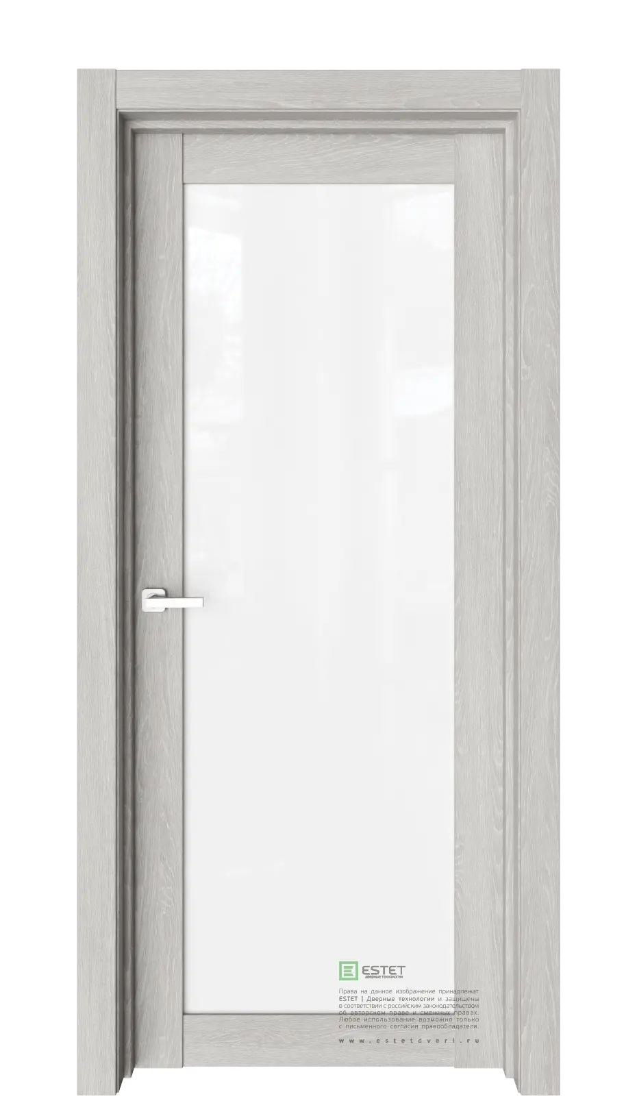 Межкомнатная дверь Версо В12 Дуб серый Серый Триплекс белоснежный