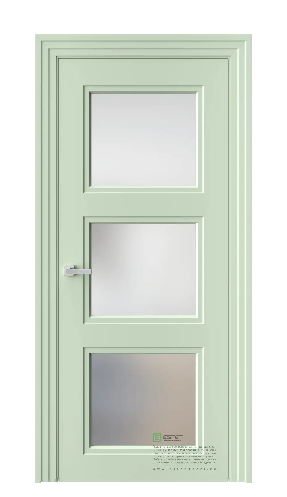 Межкомнатная дверь N6 RAL6019 Фисташковый Сатинат белый