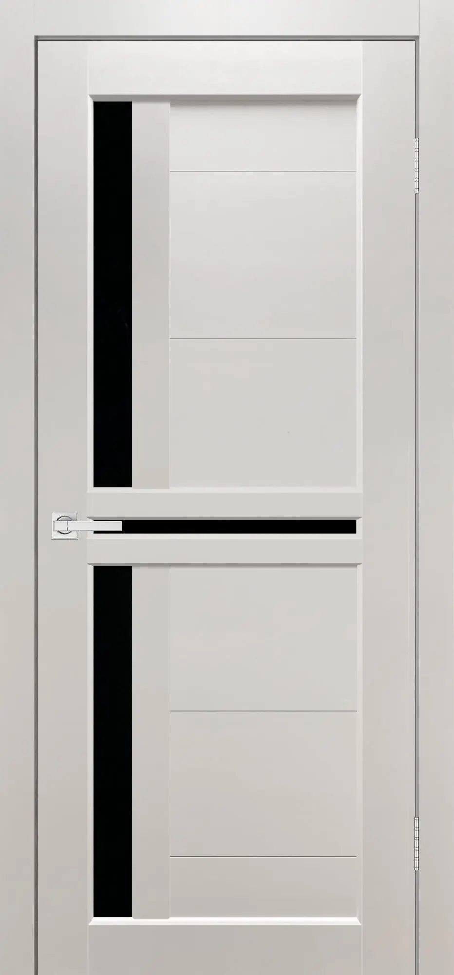 Межкомнатная дверь YD Евро 19 эмалит белый Белый LACOBEL Черный лак