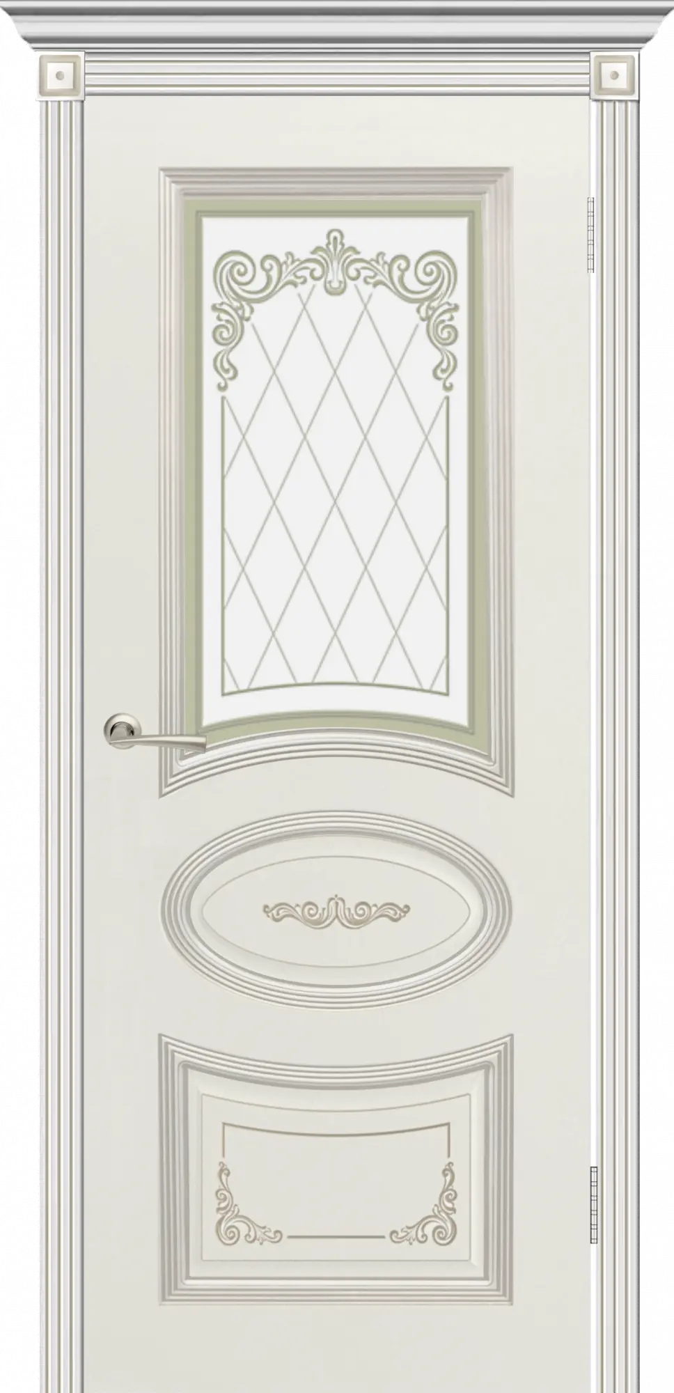 Межкомнатная дверь YD Арма ПО эмаль белая + патина золото