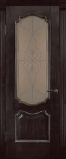 Межкомнатная дверь Анкона "Виттория-2 бронза", шпон: ясень тон 7 Тёмный