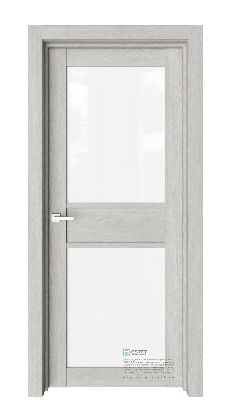 Межкомнатная дверь Версо В14 Дуб серый Серый Триплекс белоснежный