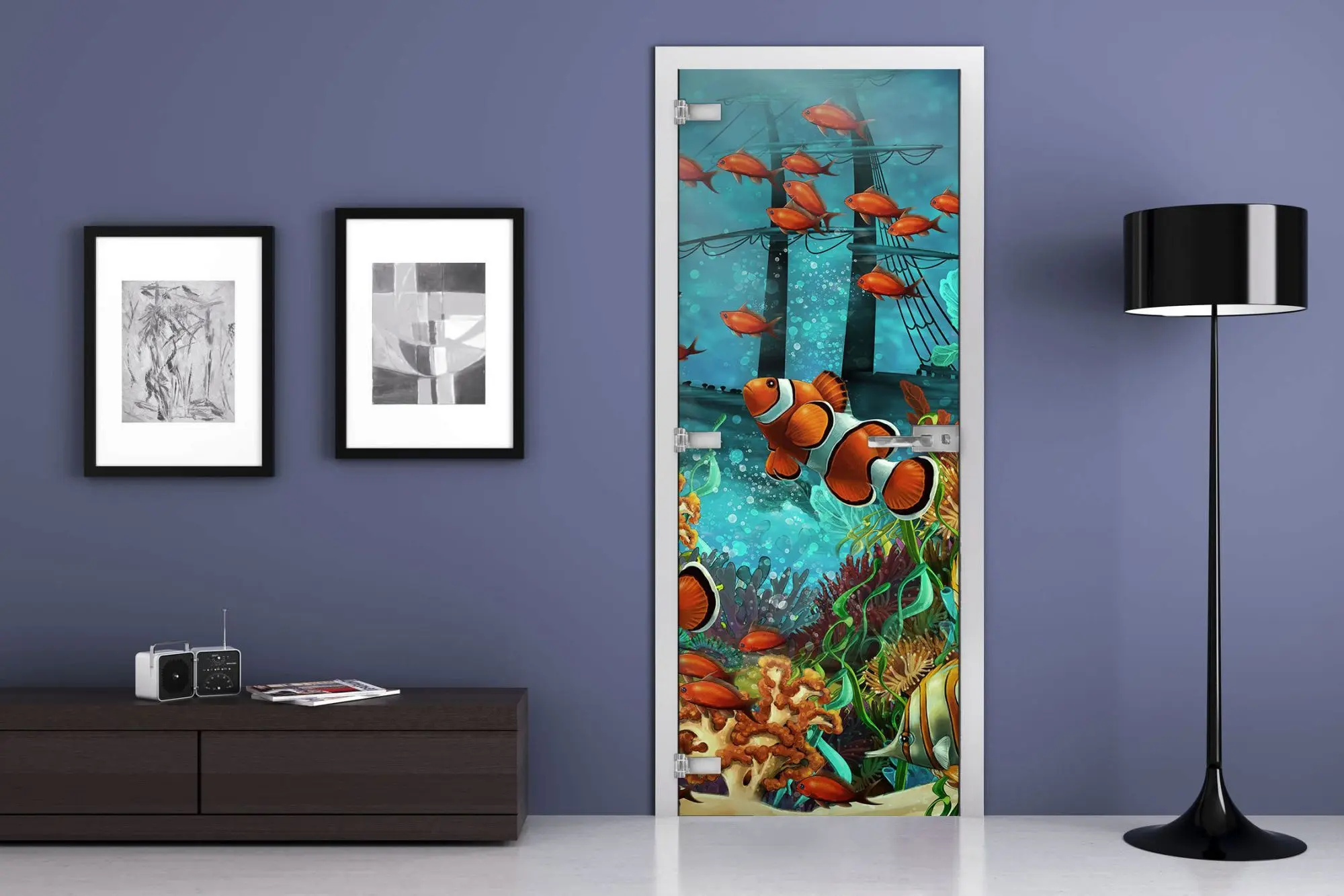 Дверь стеклянная MG-Underwater world 18