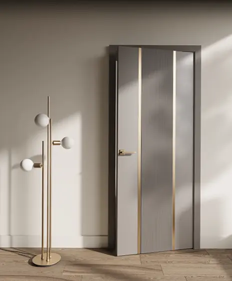 Дверь со вставкой из металла ПМ-1 Бежево-серый