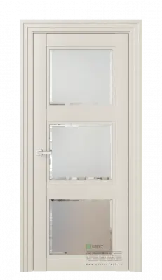 Межкомнатная дверь J6 Ясень сайлент Ясень Фацет сатинат белый