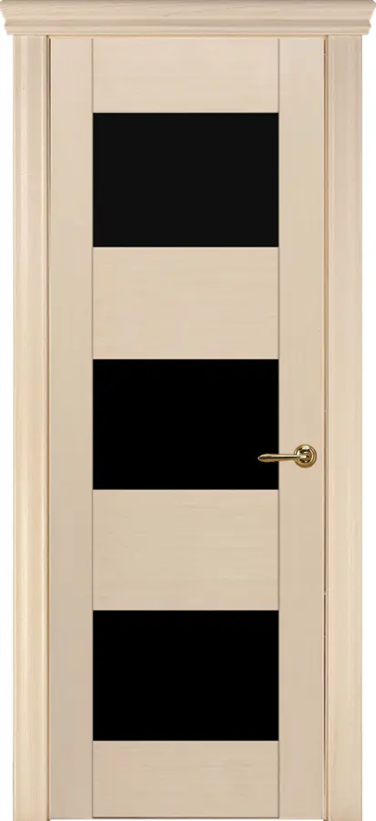 Межкомнатная дверь Рим 3 "Лакобель черный", шпон: ясень тон 6 Светлый