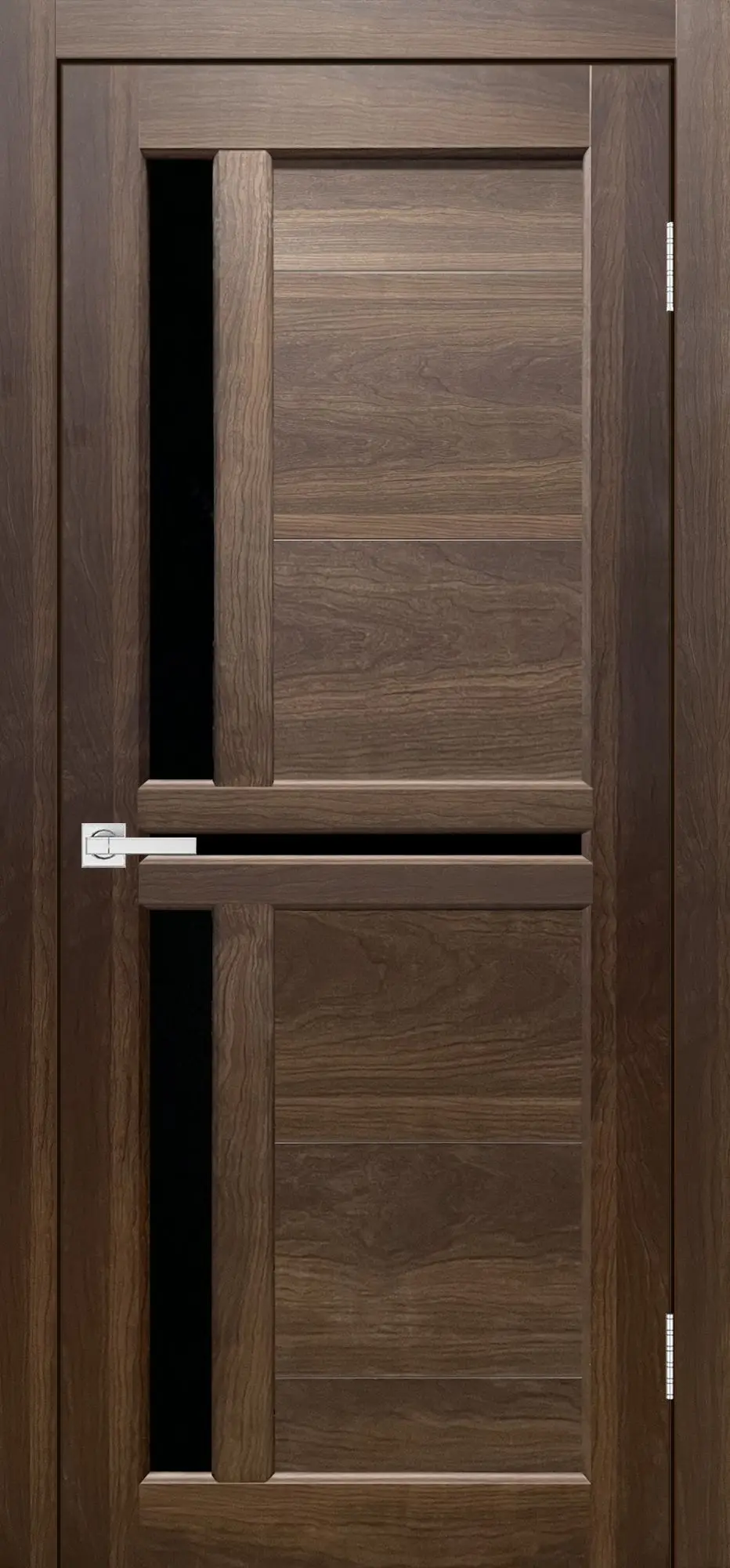 Межкомнатная дверь YD Евро 19 орех макадамия Белый LACOBEL Черный лак