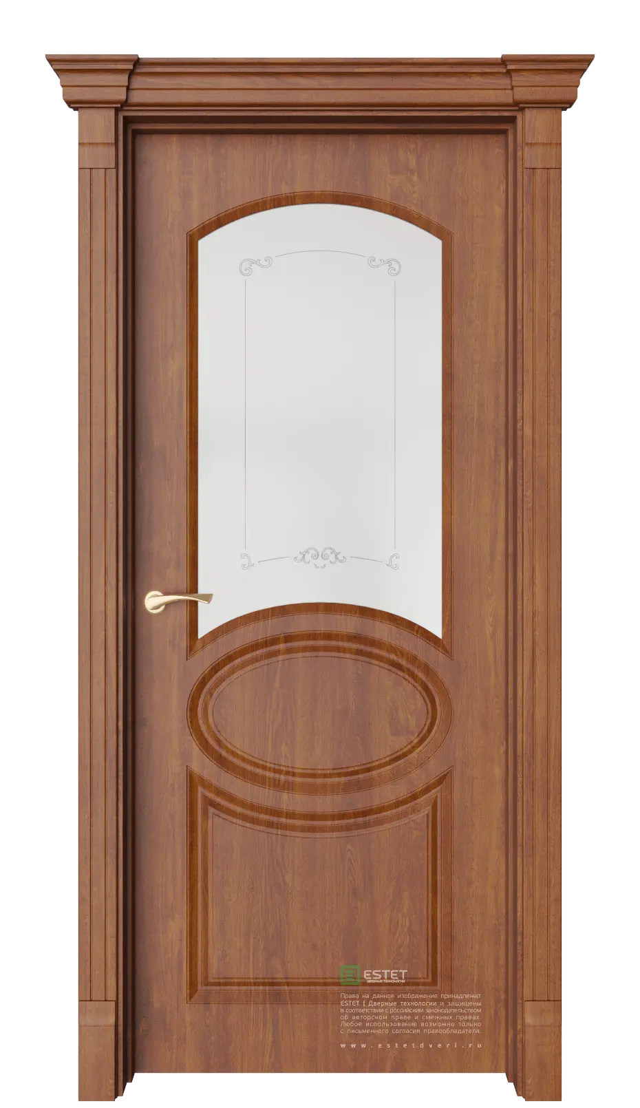 Межкомнатная дверь Эври-3 Золотой дуб Коричневый Сатинат белое витраж прозрачный