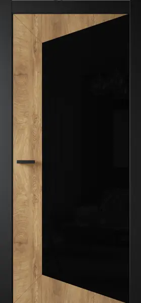 Межкомнатная дверь Entro Motion MT-1 Дуб LACOBEL Черный лак