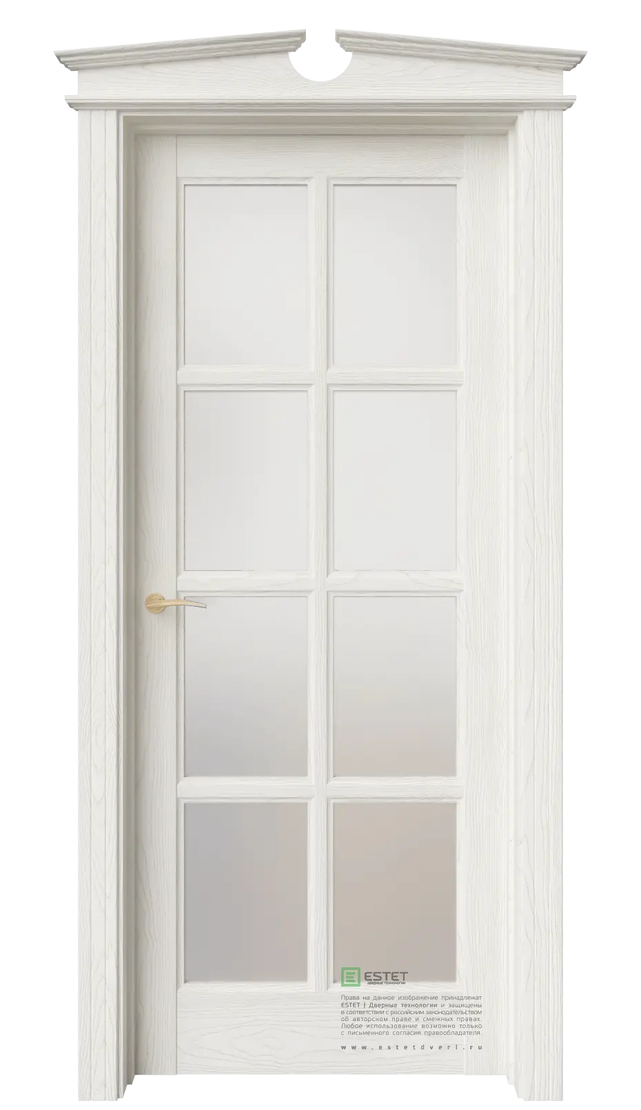 Межкомнатная дверь Соната-16 Дворцовое дерево Патина Сатинат белый