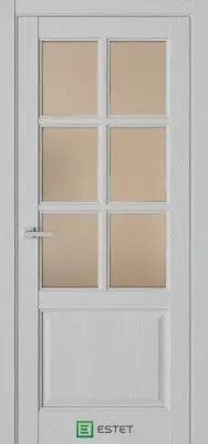 Межкомнатная дверь Соната-14 Ясень грау Светло-серый Сатинат бронзовый