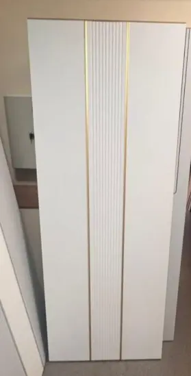 Межкомнатная дверь ДС Спутник-2 ПГ White софт тач молдинги золото Белый