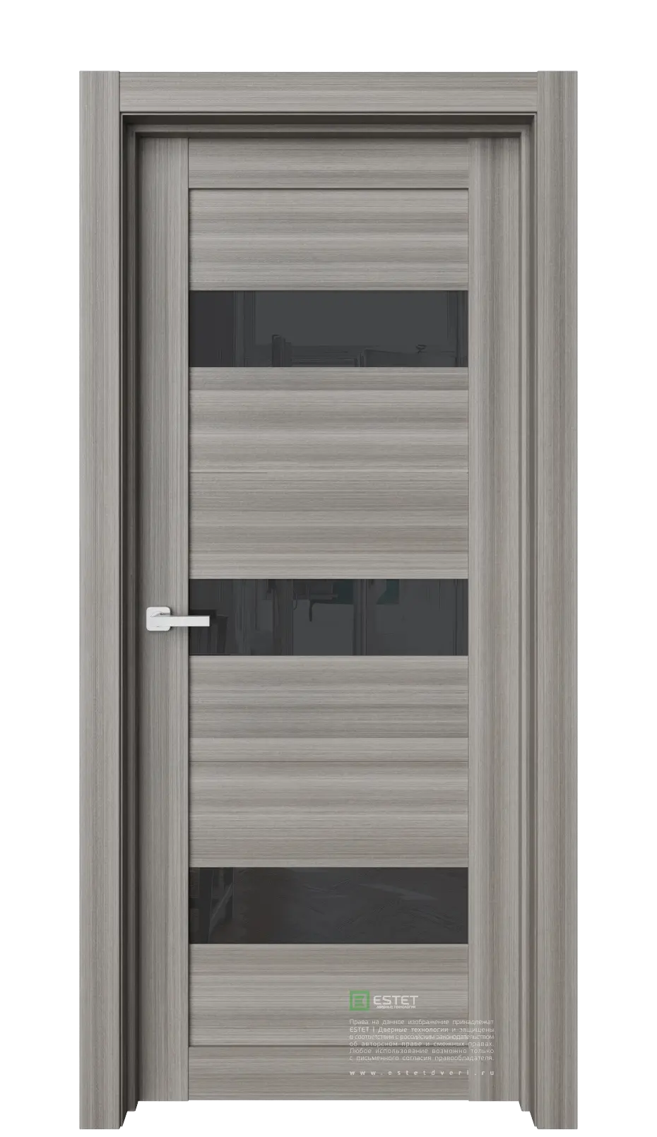 Межкомнатная дверь Роял-R41 Керамик Серый Лакобель черный