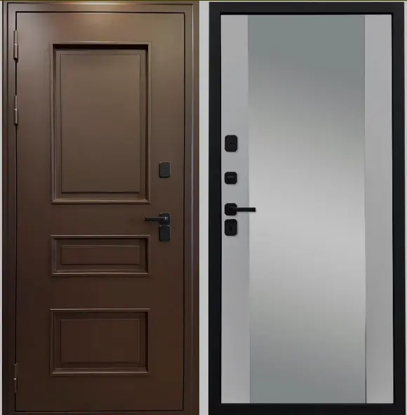 Входная дверь с терморазрывом ДИВА Хельсинки RAL8017 зеркало